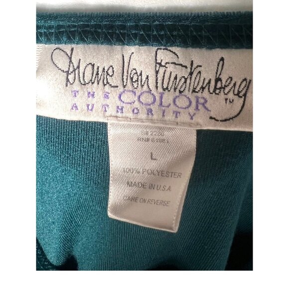 Vintage DIANE VON FURSTENBERG 90s Emerald Velvet Filigree Burnout Tunic Top - Picture 4 of 4